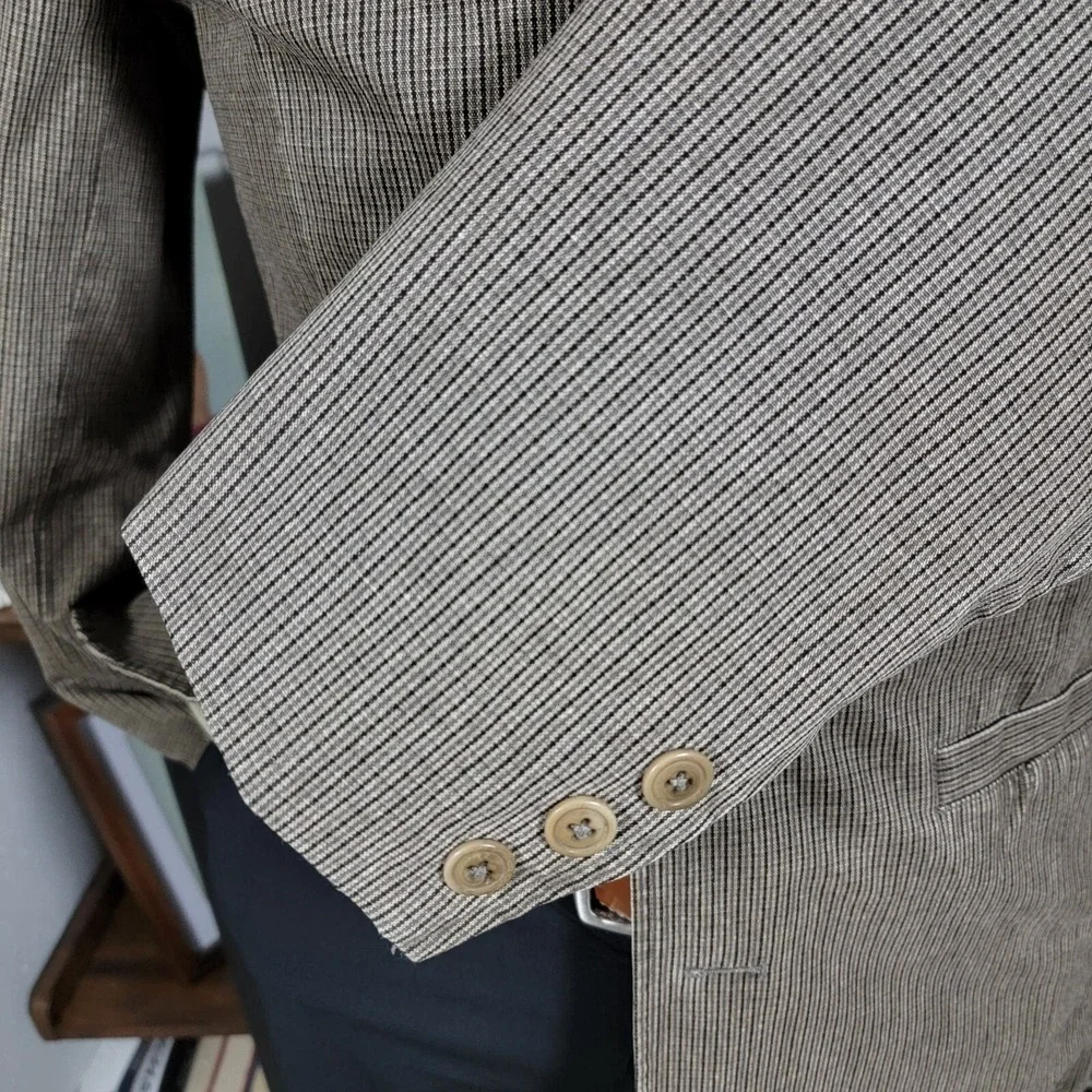 VTG The Territory Ahead Men's Sport Jacket Three‎ Button Brown Cotton Blend Med